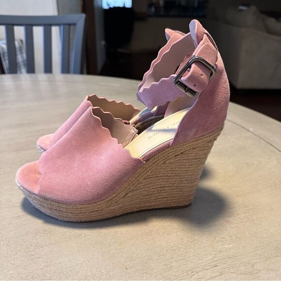Marc Fisher‎ Pink Haya Scallop Ankle Strap Espadrille Wedge - Size 9.5 - Picture 13 of 16
